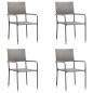Set da Pranzo da Giardino 5 pz Nero Grigio Polyrattan e Acciaio Set da Pranzo da Giardino 5 pz Nero Grigio Polyrattan e Acciaio