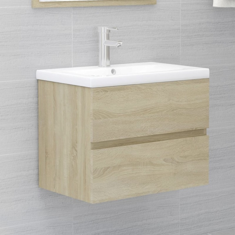Mobile Bagno con Lavabo Integrato Rovere Sonoma in Truciolato Mobile Bagno con Lavabo Integrato Rovere Sonoma in Truciolato