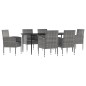 Set da Pranzo da Giardino 7 pz Nero Grigio Polyrattan e Acciaio Set da Pranzo da Giardino 7 pz Nero Grigio Polyrattan e Acciaio