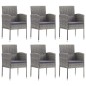 Set da Pranzo da Giardino 7 pz Nero Grigio Polyrattan e Acciaio Set da Pranzo da Giardino 7 pz Nero Grigio Polyrattan e Acciaio