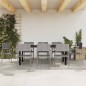 Set da Pranzo da Giardino 9 pz Nero Grigio Polyrattan e Acciaio Set da Pranzo da Giardino 9 pz Nero Grigio Polyrattan e Acciaio