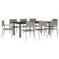 Set da Pranzo da Giardino 9 pz Nero Grigio Polyrattan e Acciaio Set da Pranzo da Giardino 9 pz Nero Grigio Polyrattan e Acciaio