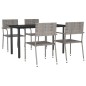 Set da Pranzo da Giardino 5 pz Nero Grigio Polyrattan e Acciaio Set da Pranzo da Giardino 5 pz Nero Grigio Polyrattan e Acciaio