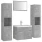 Set Mobili da Bagno Grigio Cemento in Truciolato Set Mobili da Bagno Grigio Cemento in Truciolato