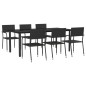 Set da Pranzo da Giardino 7 pz Nero in Polyrattan e Acciaio Set da Pranzo da Giardino 7 pz Nero in Polyrattan e Acciaio