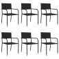 Set da Pranzo da Giardino 7 pz Nero in Polyrattan e Acciaio Set da Pranzo da Giardino 7 pz Nero in Polyrattan e Acciaio