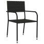 Set da Pranzo da Giardino 7 pz Nero in Polyrattan e Acciaio Set da Pranzo da Giardino 7 pz Nero in Polyrattan e Acciaio