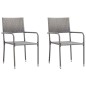 Set da Pranzo da Giardino 3 pz Nero Grigio Polyrattan e Acciaio Set da Pranzo da Giardino 3 pz Nero Grigio Polyrattan e Acciaio
