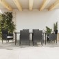 Set da Pranzo da Giardino 7 pz Nero in Polyrattan e Acciaio Set da Pranzo da Giardino 7 pz Nero in Polyrattan e Acciaio