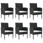 Set da Pranzo da Giardino 7 pz Nero in Polyrattan e Acciaio Set da Pranzo da Giardino 7 pz Nero in Polyrattan e Acciaio