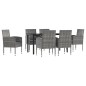 Set da Pranzo da Giardino 7 pz Nero Grigio Polyrattan e Acciaio Set da Pranzo da Giardino 7 pz Nero Grigio Polyrattan e Acciaio