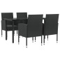 Set da Pranzo da Giardino 5 pz Nero in Polyrattan e Acciaio Set da Pranzo da Giardino 5 pz Nero in Polyrattan e Acciaio