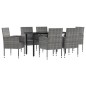Set da Pranzo da Giardino 7 pz Nero Grigio Polyrattan e Acciaio Set da Pranzo da Giardino 7 pz Nero Grigio Polyrattan e Acciaio