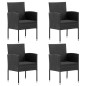 Set da Pranzo da Giardino 5 pz Nero in Polyrattan e Acciaio Set da Pranzo da Giardino 5 pz Nero in Polyrattan e Acciaio