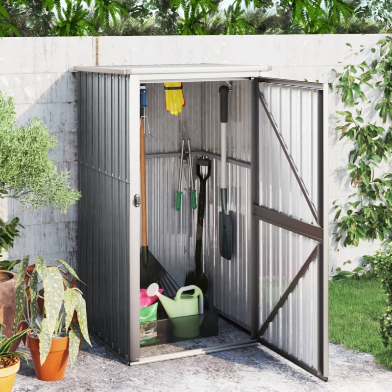 Capanno per Attrezzi Grigio 88x89x161 cm in Acciaio Zincato Capanno per Attrezzi Grigio 88x89x161 cm in Acciaio Zincato