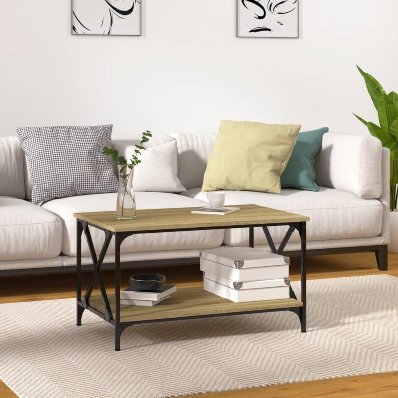 Tavolino Rovere Sonoma 80x50x45 cm Legno Multistrato e Ferro Tavolino Rovere Sonoma 80x50x45 cm Legno Multistrato e Ferro