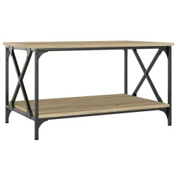 Tavolino Rovere Sonoma 80x50x45 cm Legno Multistrato e Ferro
