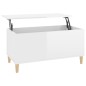 Tavolino Salotto Bianco Lucido 90x44,5x45 cm Legno Multistrato Tavolino Salotto Bianco Lucido 90x44,5x45 cm Legno Multistrato
