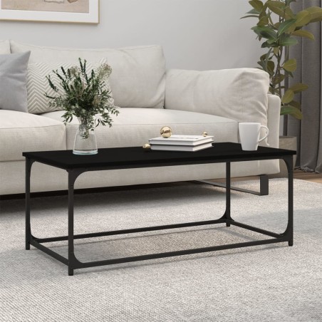 Tavolino da Salotto Nero 102x50x40 cm Legno Multistrato e Ferro