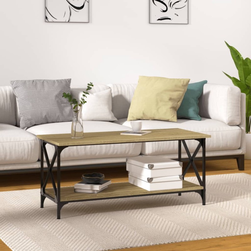 Tavolino da Salotto Nero 100x45x45 cm Legno Multistrato e Ferro Tavolino da Salotto Nero 100x45x45 cm Legno Multistrato e Ferro