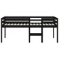 Letto a Soppalco Nero 80x200 cm in Legno Massello di Pino Letto a Soppalco Nero 80x200 cm in Legno Massello di Pino