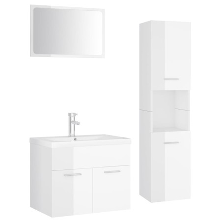 Set Mobili da Bagno Bianco Lucido in Truciolato