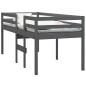 Letto a Soppalco Grigio 80x200 cm in Legno Massello di Pino