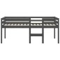 Letto a Soppalco Grigio 80x200 cm in Legno Massello di Pino