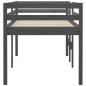 Letto a Soppalco Grigio 80x200 cm in Legno Massello di Pino