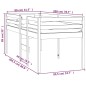 Letto a Soppalco Grigio 80x200 cm in Legno Massello di Pino