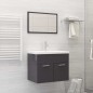 Set Mobili da Bagno Grigio Lucido in Truciolato Set Mobili da Bagno Grigio Lucido in Truciolato