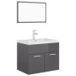 Set Mobili da Bagno Grigio Lucido in Truciolato Set Mobili da Bagno Grigio Lucido in Truciolato
