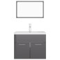Set Mobili da Bagno Grigio Lucido in Truciolato Set Mobili da Bagno Grigio Lucido in Truciolato