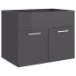 Set Mobili da Bagno Grigio Lucido in Truciolato Set Mobili da Bagno Grigio Lucido in Truciolato