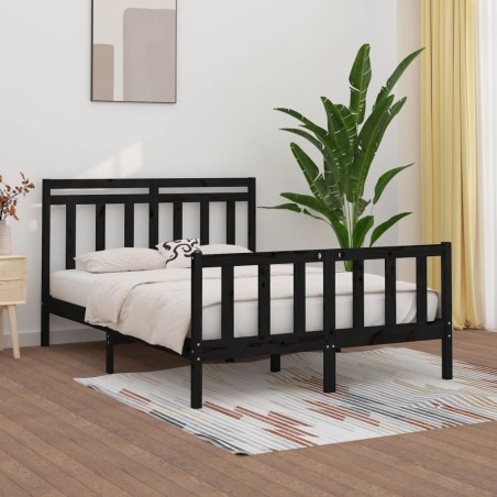 Giroletto Nero in Legno Massello Pino 150x200 cm 5FT King Size
