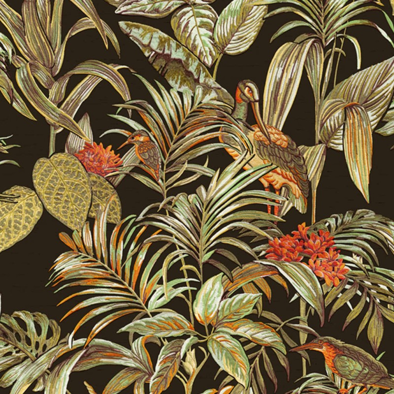DUTCH WALLCOVERINGS Carta da Parati Bird-of-Paradise Nera DUTCH WALLCOVERINGS Carta da Parati Bird-of-Paradise Nera