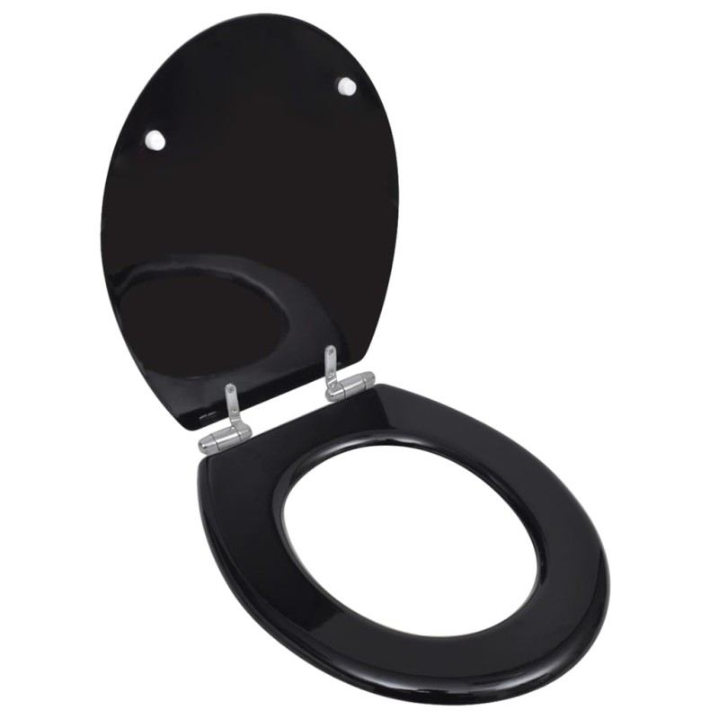 Sedile WC in MDF Coperchio Chiusura Ammortizzata Semplice Nero Sedile WC in MDF Coperchio Chiusura Ammortizzata Semplice Nero