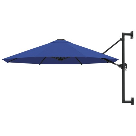 Ombrellone a Muro con Palo in Metallo 300 cm Blu