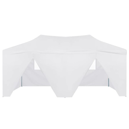 Gazebo Pieghevole con 4 Pareti 3x6 m Acciaio Bianco