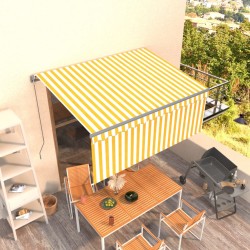 Tenda Sole Retrattile Manuale con Parasole 3x2,5m Gialla Bianca