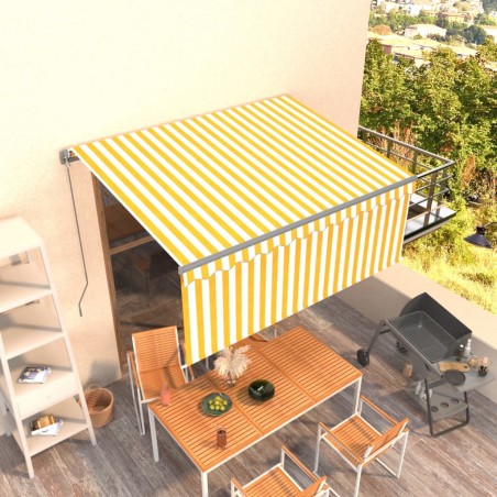 Tenda Sole Retrattile Manuale con Parasole 3x2,5m Gialla Bianca