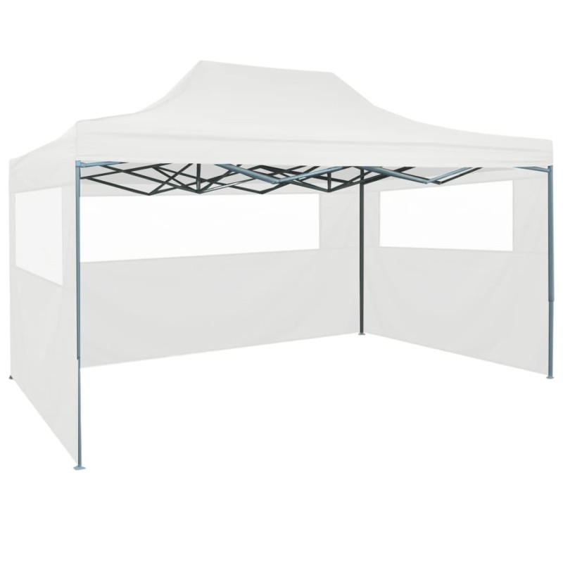 Gazebo Professionale Pieghevole 3 Pareti 3x4m Acciaio Bianco Gazebo Professionale Pieghevole 3 Pareti 3x4m Acciaio Bianco