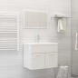 Set Mobili da Bagno Bianco Lucido in Truciolato Set Mobili da Bagno Bianco Lucido in Truciolato