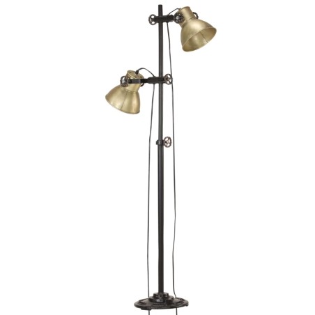 vidaXL Lampada da Pavimento con 2 Paralumi Ottone E27 in Ghisa