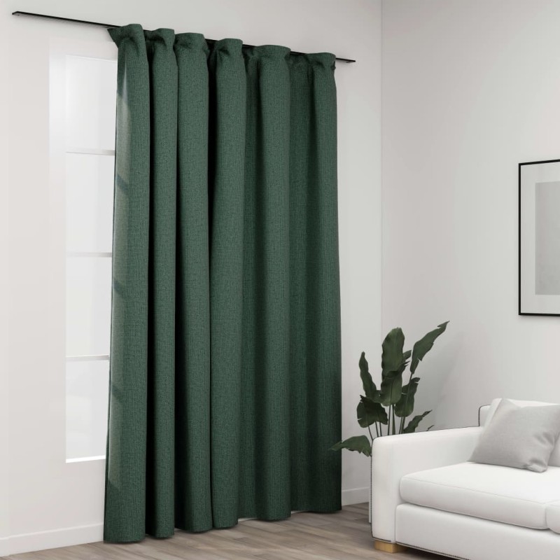 Tenda Oscurante Effetto Lino con Ganci Verdi 290x245 cm Tenda Oscurante Effetto Lino con Ganci Verdi 290x245 cm