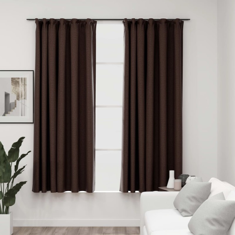 Tende Oscuranti con Ganci Effetto Lino 2 pz Talpa 140x175 cm Tende Oscuranti con Ganci Effetto Lino 2 pz Talpa 140x175 cm