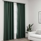 Tende Oscuranti con Ganci Effetto Lino 2 pz Verdi 140x225 cm Tende Oscuranti con Ganci Effetto Lino 2 pz Verdi 140x225 cm