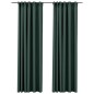 Tende Oscuranti con Ganci Effetto Lino 2 pz Verdi 140x225 cm Tende Oscuranti con Ganci Effetto Lino 2 pz Verdi 140x225 cm