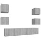 Set di Mobili Porta TV 6 pz Grigio Sonoma in Legno Multistrato Set di Mobili Porta TV 6 pz Grigio Sonoma in Legno Multistrato