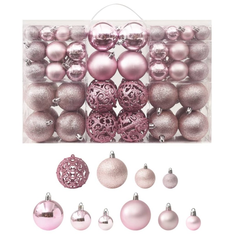 Set Palline di Natale 100 pz Rosa Set Palline di Natale 100 pz Rosa
